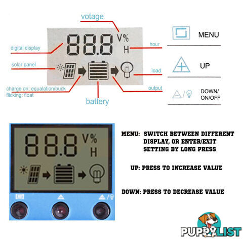 30A 12V-24V LCD Display PWM Solar Panel Regulator Charge Controller & Timer PWN