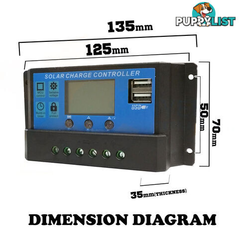 30A 12V-24V LCD Display PWM Solar Panel Regulator Charge Controller & Timer PWN