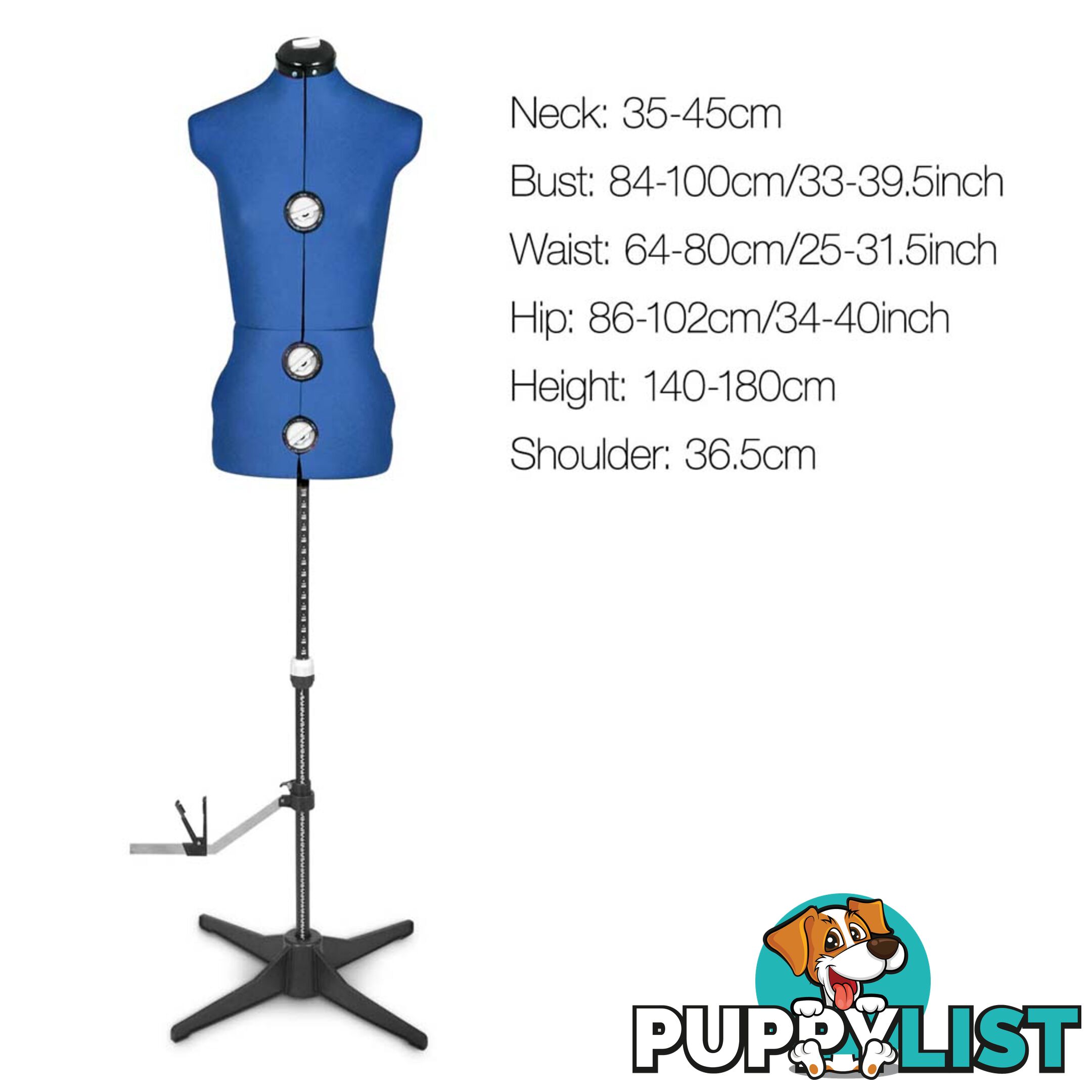 Size 8 - 14 Adjustable Dressmaking Female Mannequin Fashion Cloth Display Blue