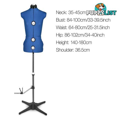 Size 8 - 14 Adjustable Dressmaking Female Mannequin Fashion Cloth Display Blue