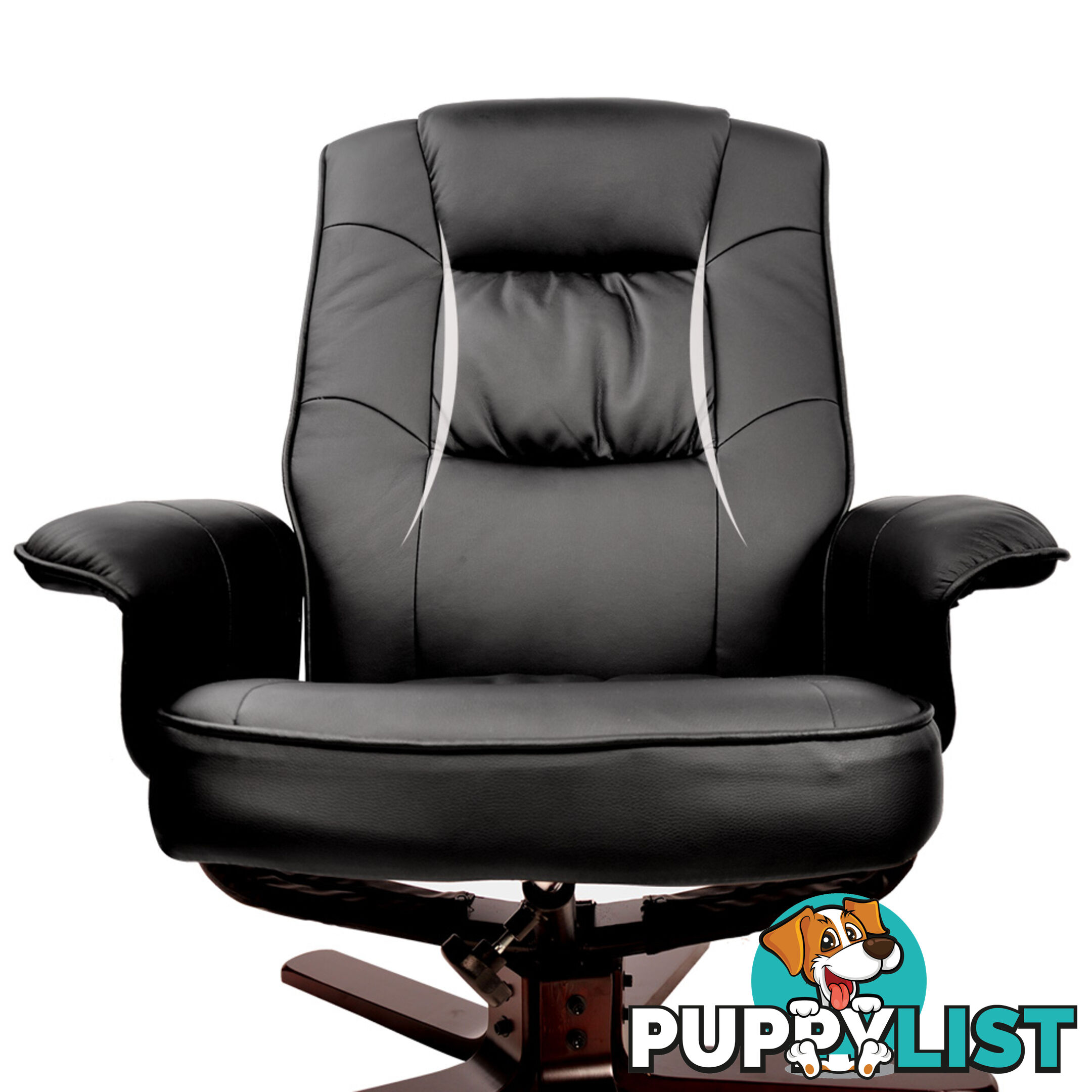 PU Leather Recliner Ottoman Chair Office Lounge Couch Armchair Black