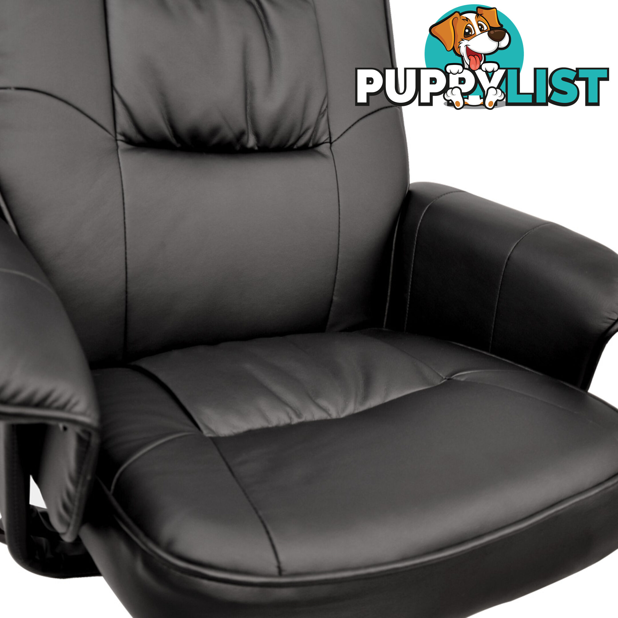 PU Leather Recliner Ottoman Chair Office Lounge Couch Armchair Black