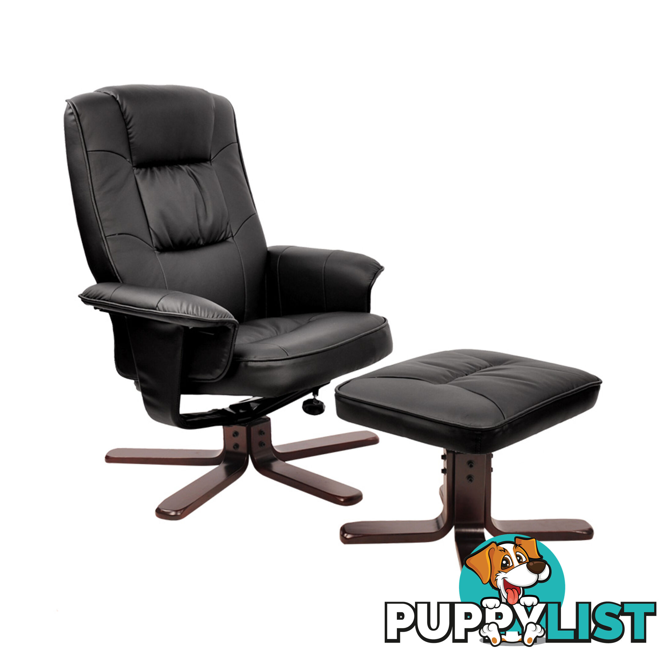 PU Leather Recliner Ottoman Chair Office Lounge Couch Armchair Black