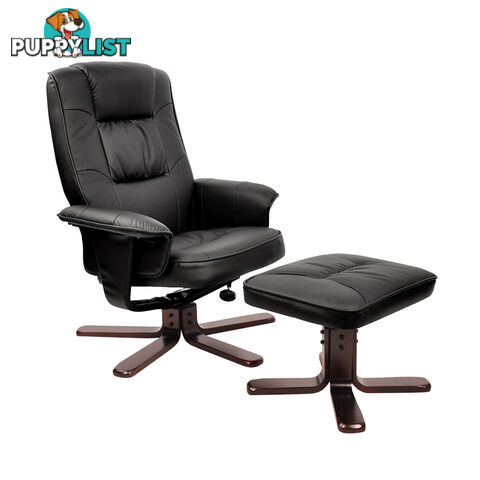 PU Leather Recliner Ottoman Chair Office Lounge Couch Armchair Black