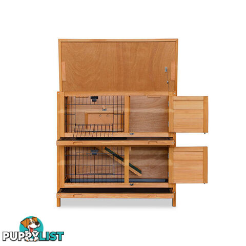 Double Storey Rabbit Hutch with Foldable Ramp