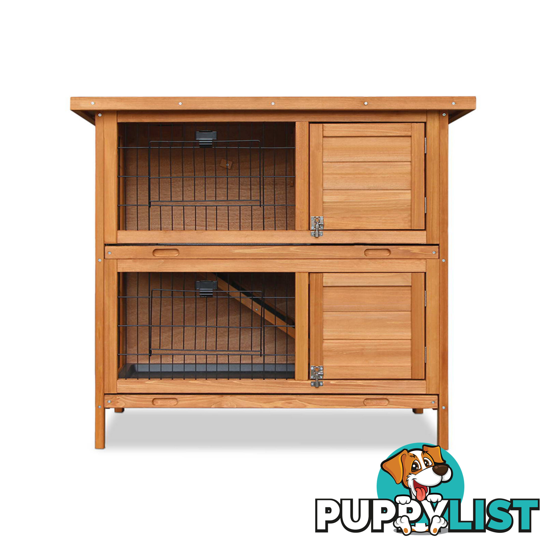 Double Storey Rabbit Hutch with Foldable Ramp