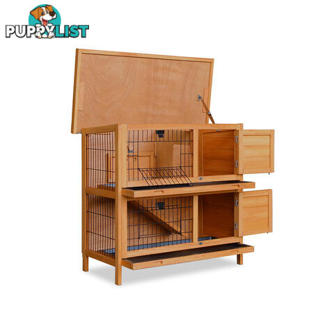 Double Storey Rabbit Hutch with Foldable Ramp