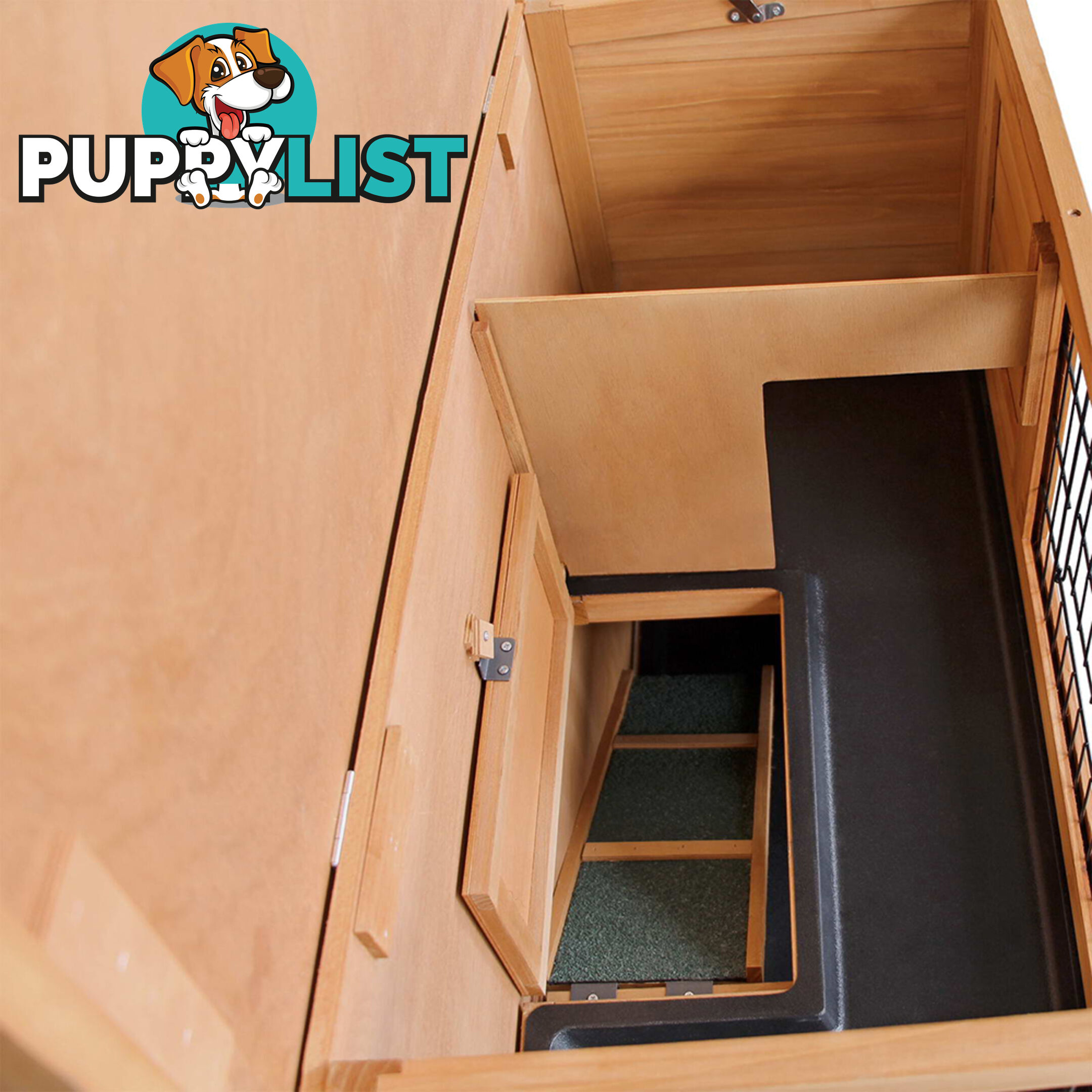 Double Storey Rabbit Hutch with Foldable Ramp