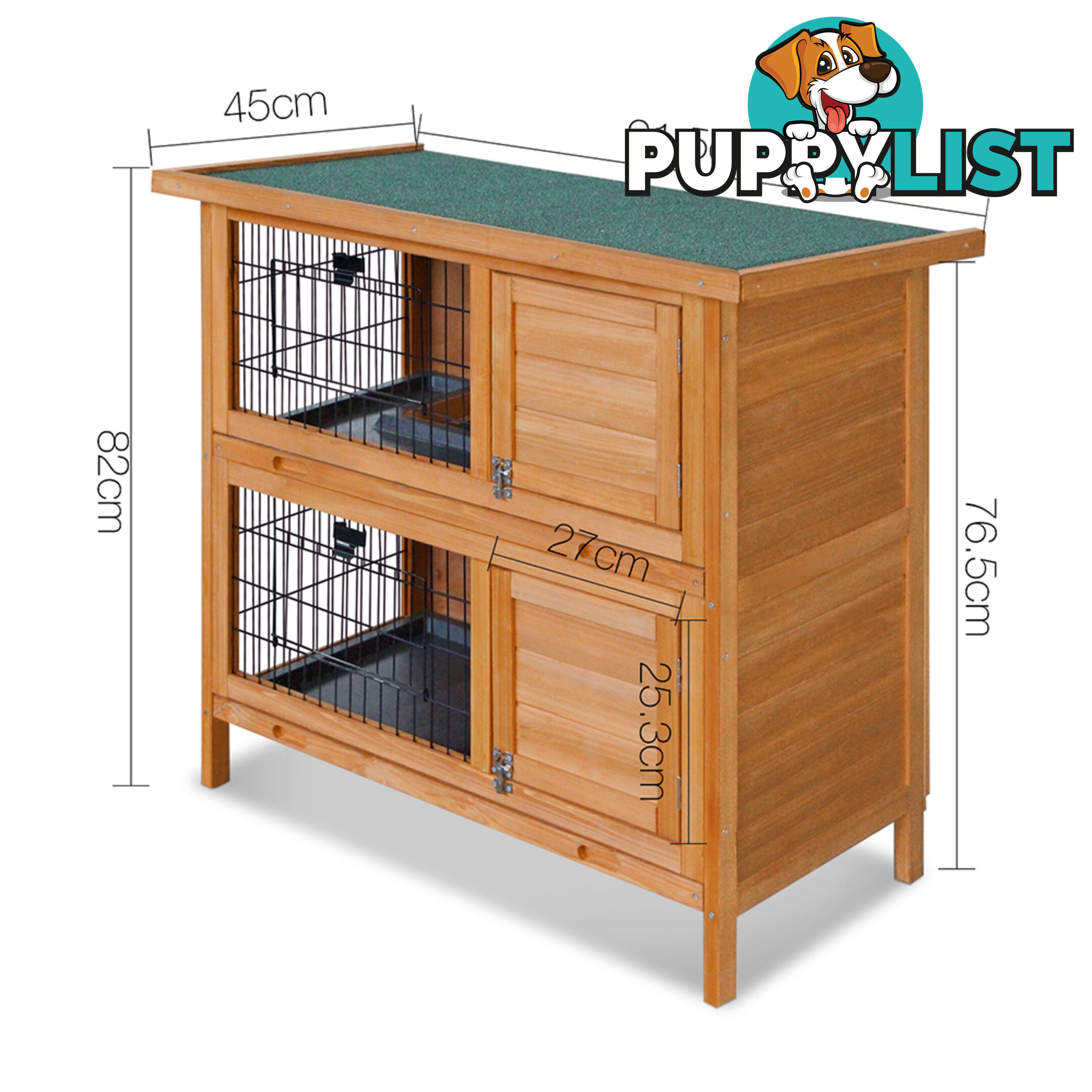 Double Storey Rabbit Hutch with Foldable Ramp