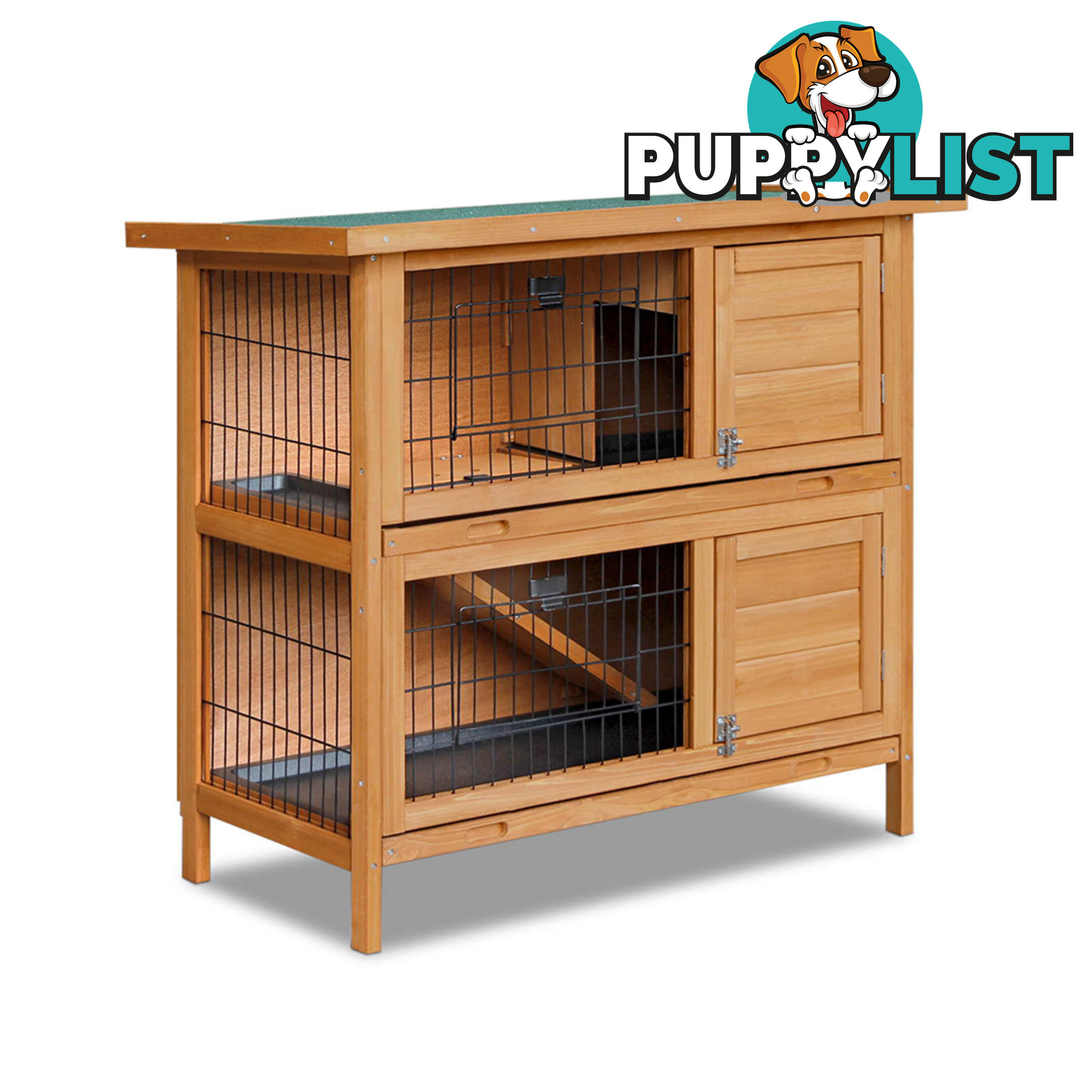 Double Storey Rabbit Hutch with Foldable Ramp