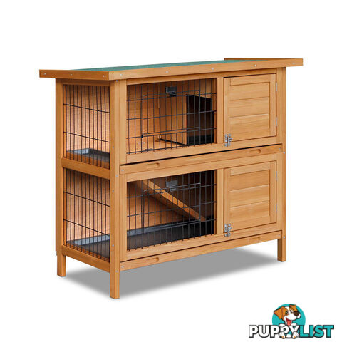 Double Storey Rabbit Hutch with Foldable Ramp