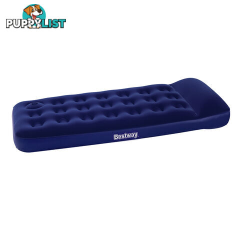 Single Inflatable Air Bed Built-in Foot Pump Flocked Camping Blow Up Mattress