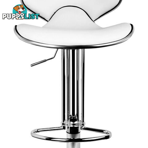 Set of 2 PU Leather Kitchen Bar Stools Gas Lift Swivel Chair White