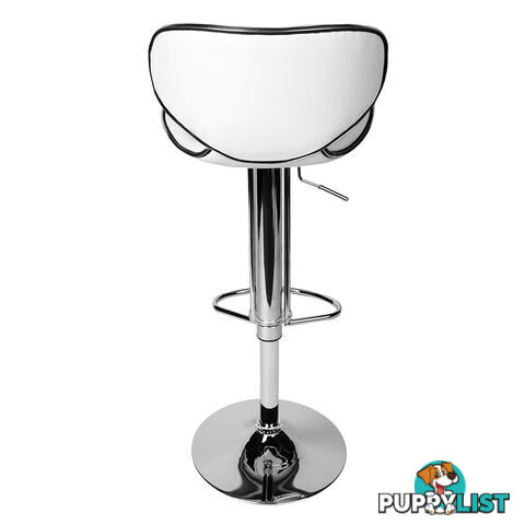 Set of 2 PU Leather Kitchen Bar Stools Gas Lift Swivel Chair White