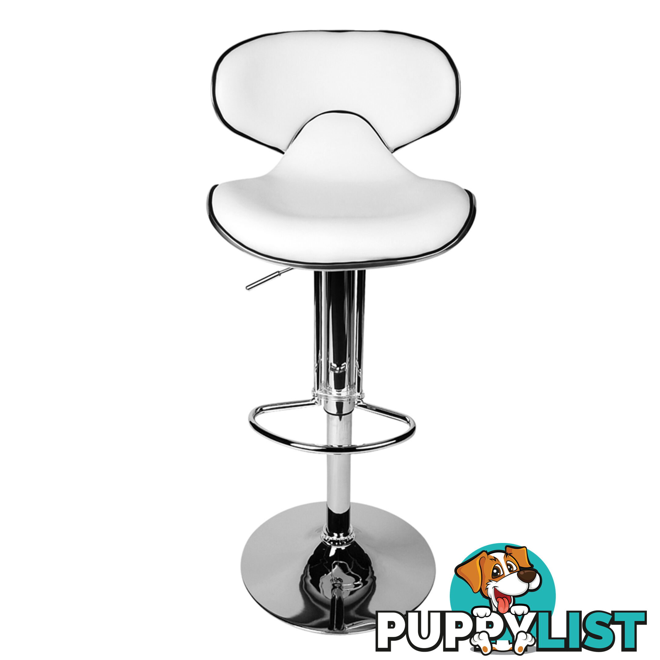 Set of 2 PU Leather Kitchen Bar Stools Gas Lift Swivel Chair White