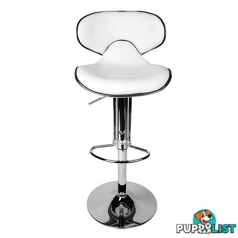 Set of 2 PU Leather Kitchen Bar Stools Gas Lift Swivel Chair White