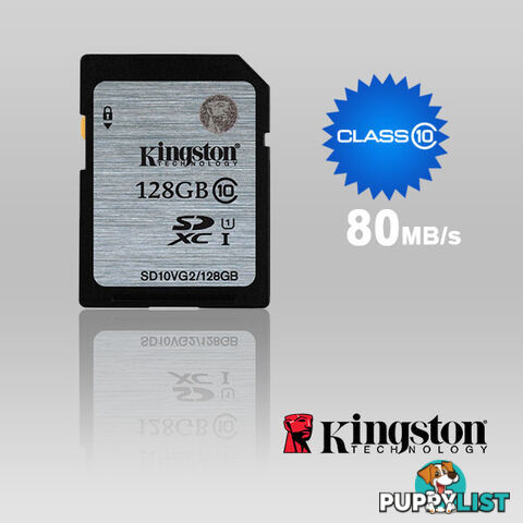 KINGSTON 128GB SDXC Class10 UHS-I 80MB/s Read Flash Card  Retail(SD10VG2/128GBFR)