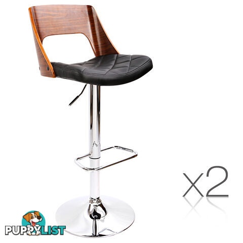 Set of 2 Wooden Bar Stools