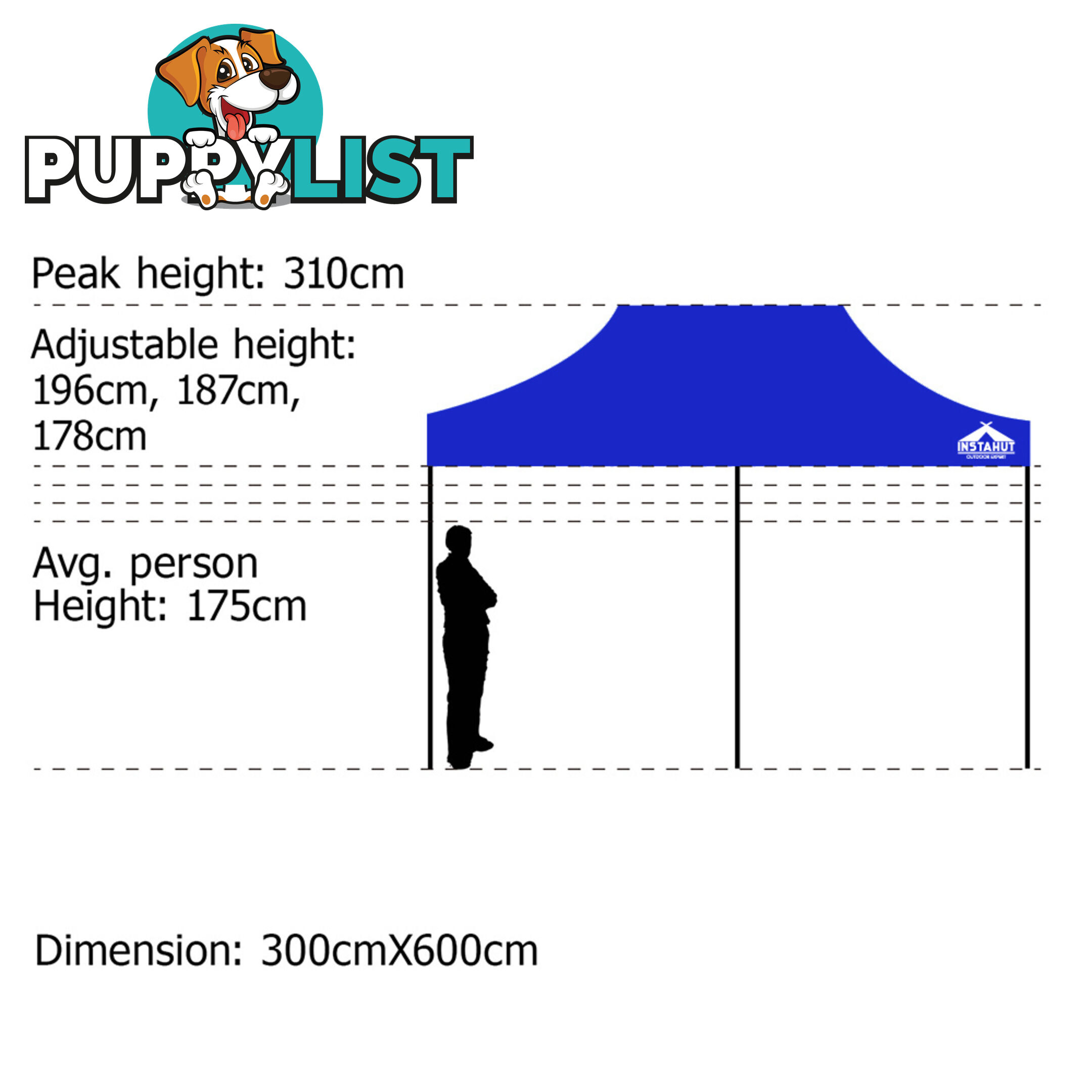 3X6 Pop Up Gazebo - Blue