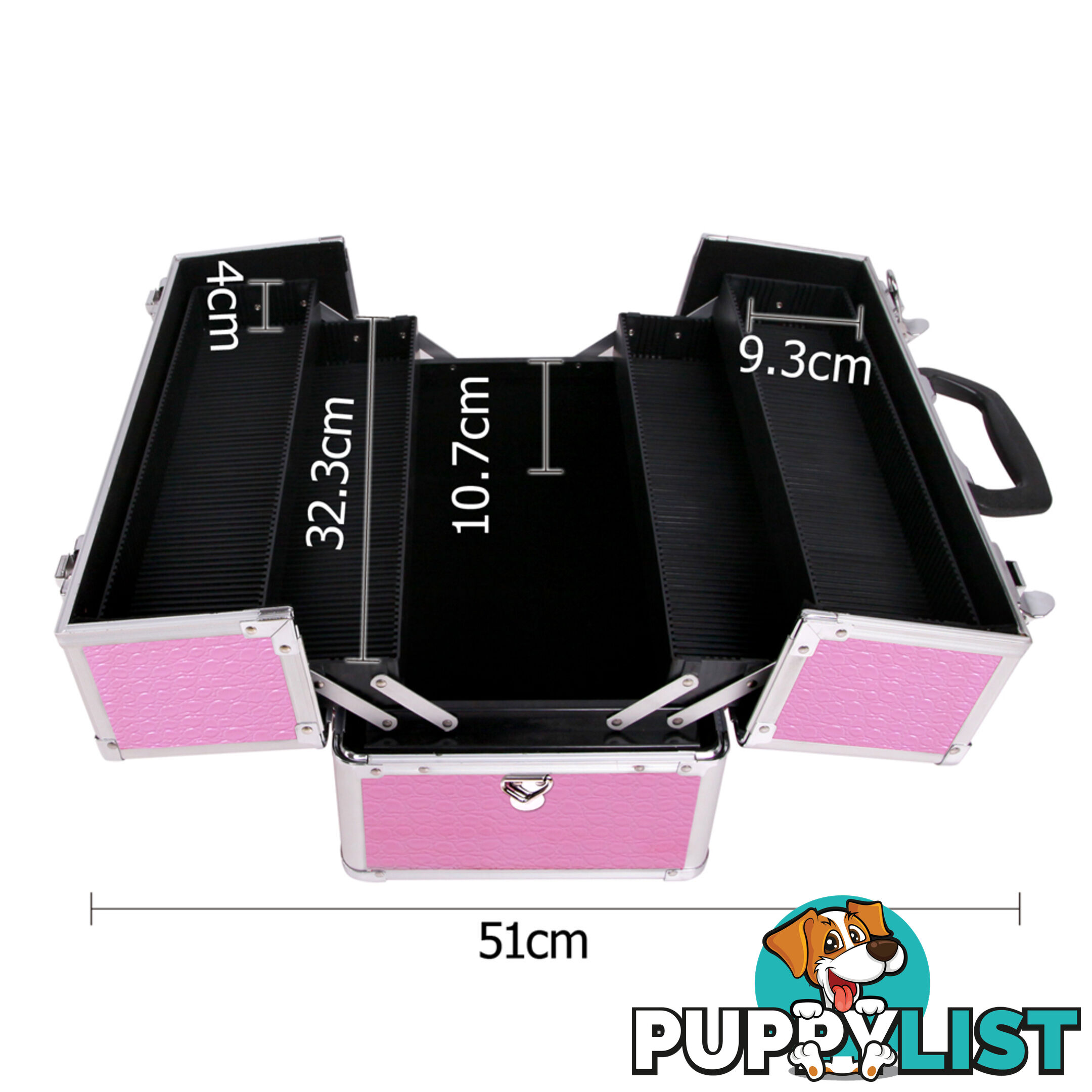 Pink Aluminum Frames Professional Beauty Cosmetic Case Make up Jewellry Box