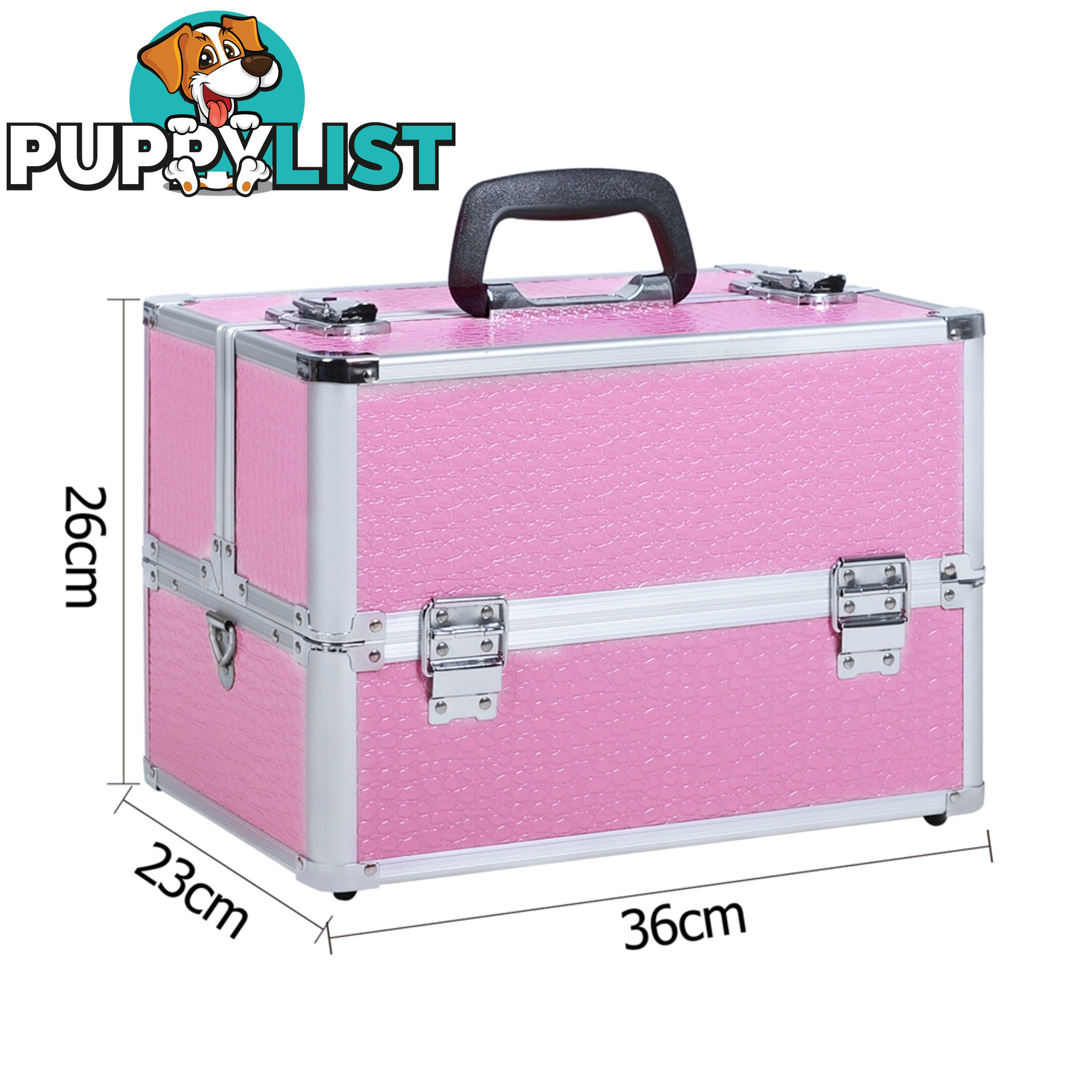 Pink Aluminum Frames Professional Beauty Cosmetic Case Make up Jewellry Box