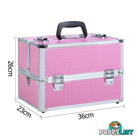 Pink Aluminum Frames Professional Beauty Cosmetic Case Make up Jewellry Box