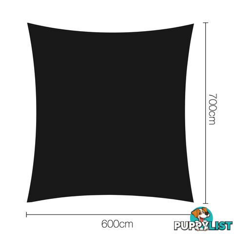 Heavy Duty Rectangle Shade Sail Cloth Sun Canopy Shadecloth 6 x 7m Black 280g/m2