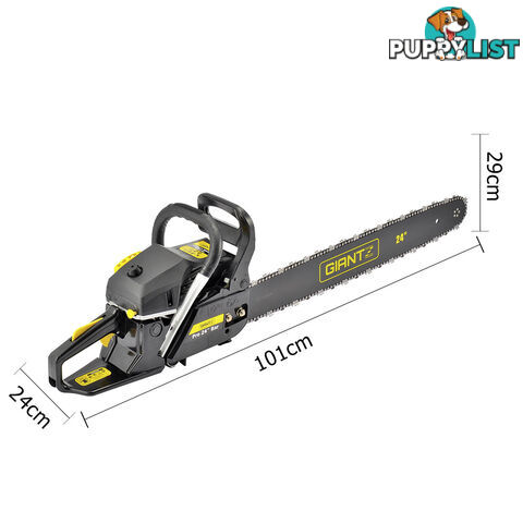 24'' Petrol Chainsaw 66cc E-start Bar Commercial Pruner Tree Log Chain Saw