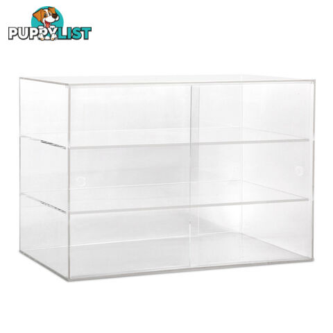 3 Tier Clear Acrylic Display Cabinet with Sliding Door