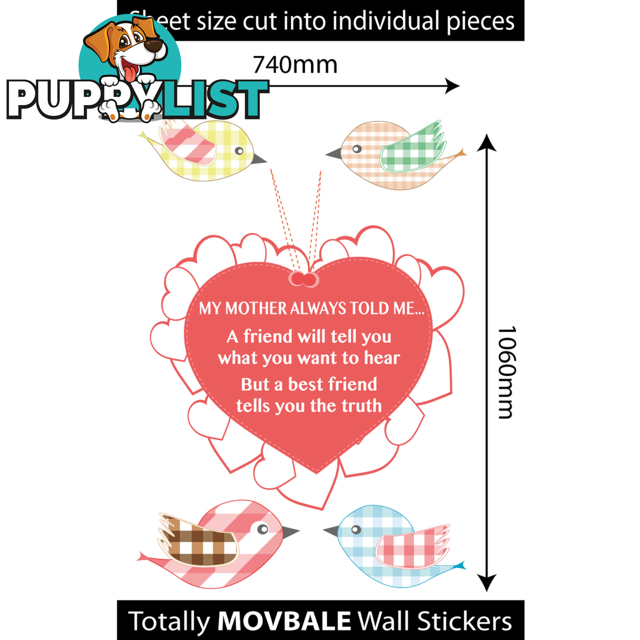 Extra Large Size My Mother Told Me Wall Sticker Quotes - Totally Movable