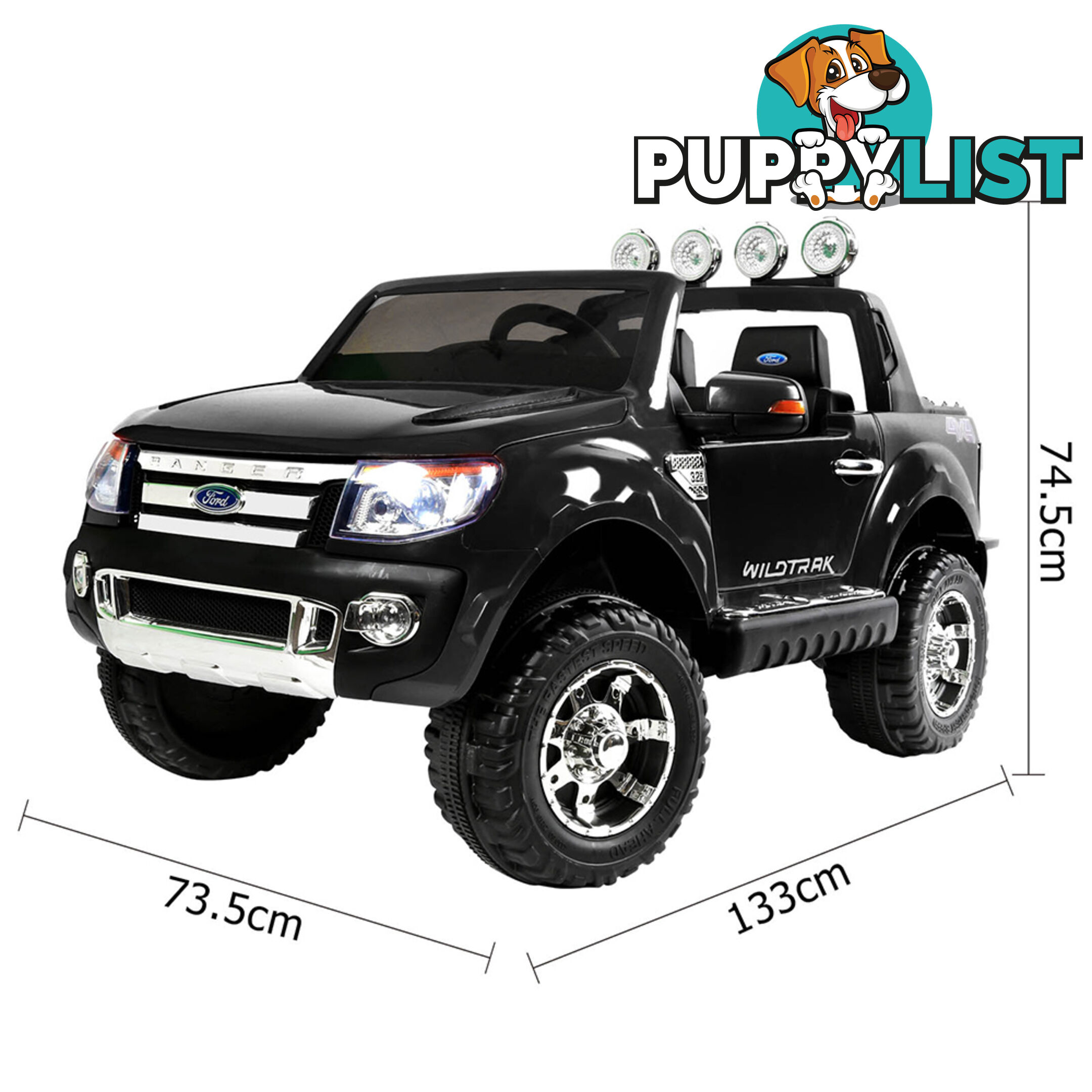 Ford Ranger Kids Ride On Car Licensed Remote Control Children Toy Truck Black