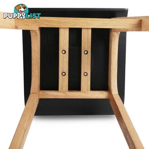 Set of 2 Oak Wood Bar Stools - Black