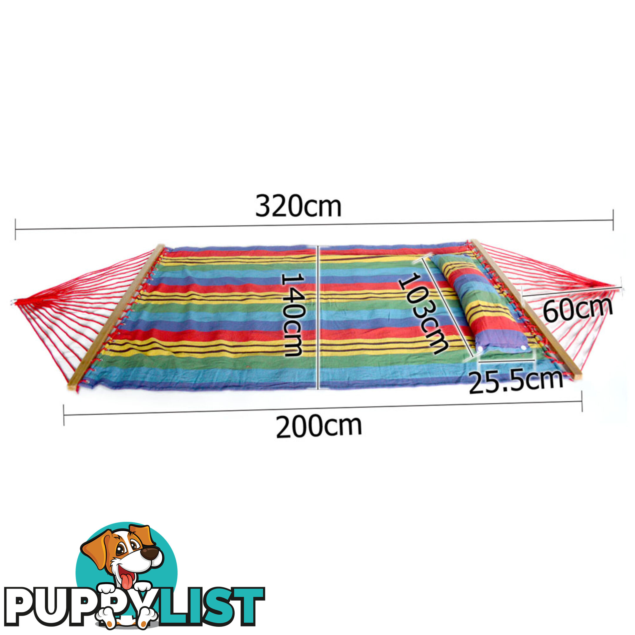 Hammock Swing Double w/ Pillow Multi-colour