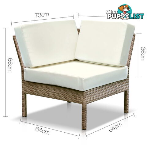 6Pcs Stackable Outdoor Lounge Set 5 Seater Wicker Rattan Garden Furniture Beige