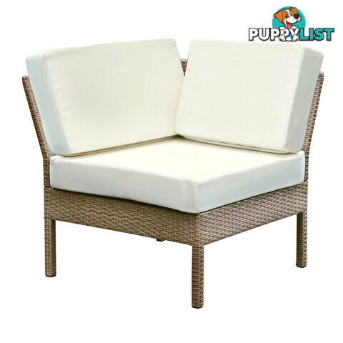 6Pcs Stackable Outdoor Lounge Set 5 Seater Wicker Rattan Garden Furniture Beige