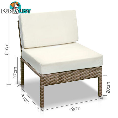 6Pcs Stackable Outdoor Lounge Set 5 Seater Wicker Rattan Garden Furniture Beige