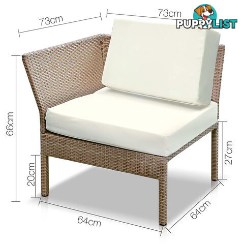 6Pcs Stackable Outdoor Lounge Set 5 Seater Wicker Rattan Garden Furniture Beige