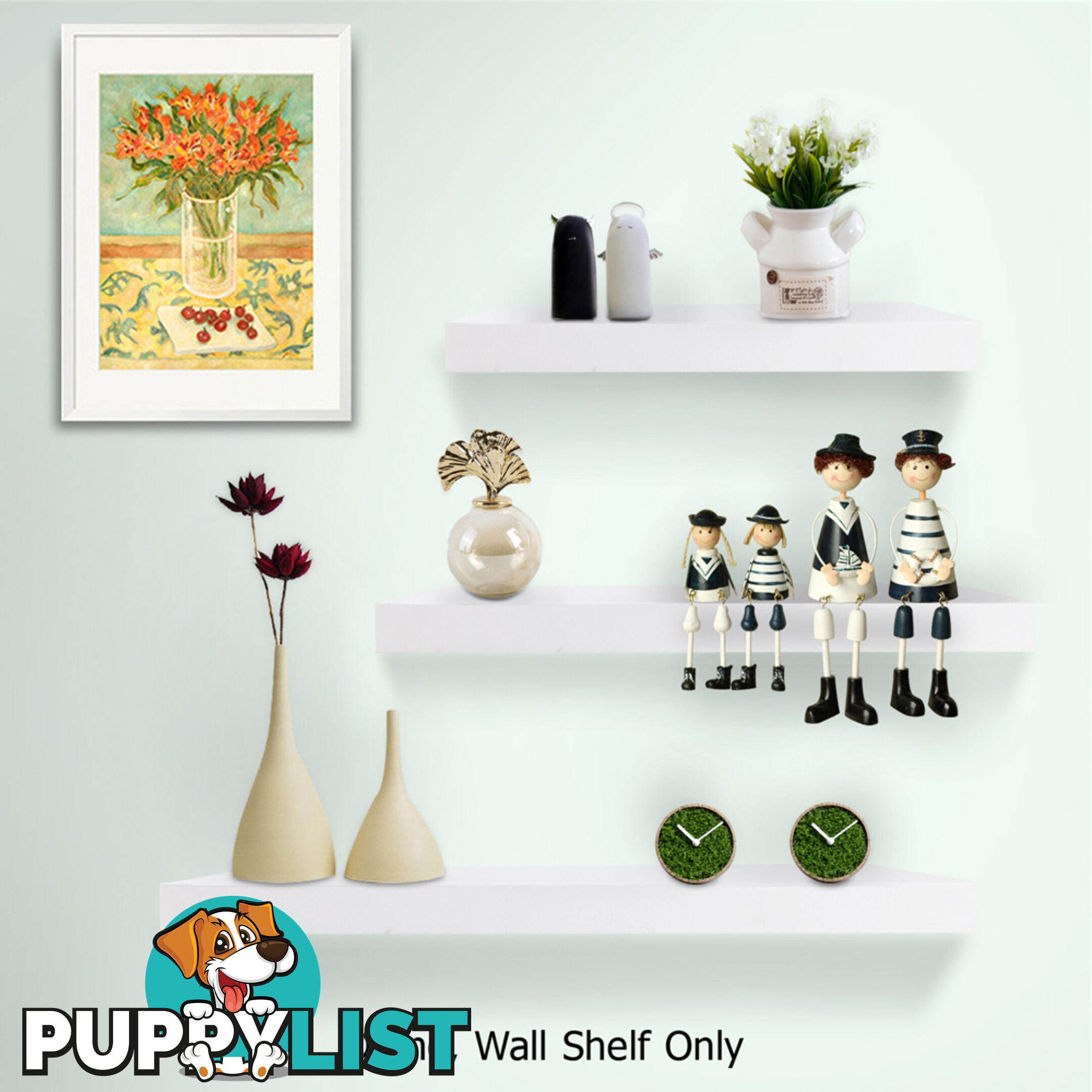 White 3 pcs Wall Floating Shelf Set Bookshelf Display