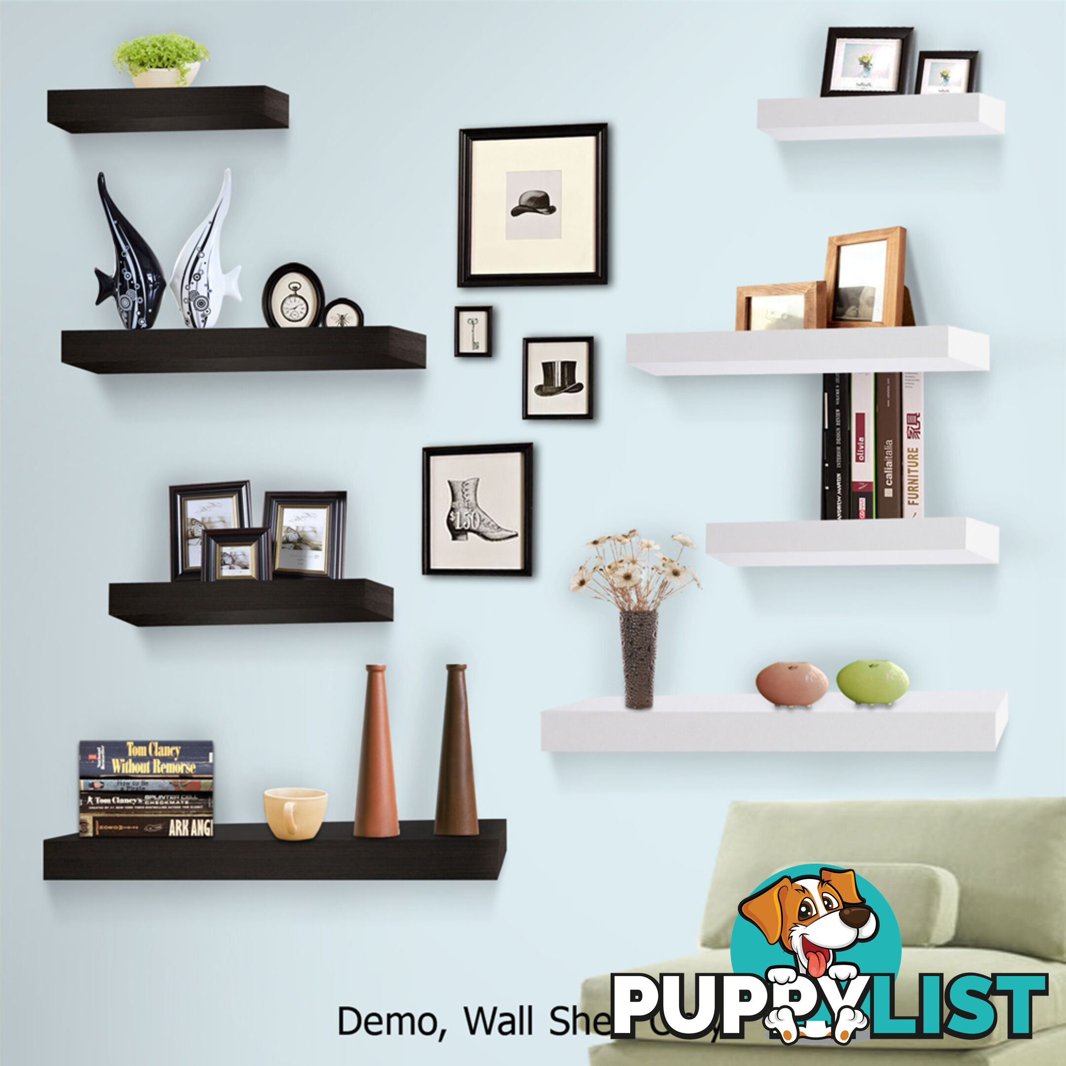 White 3 pcs Wall Floating Shelf Set Bookshelf Display