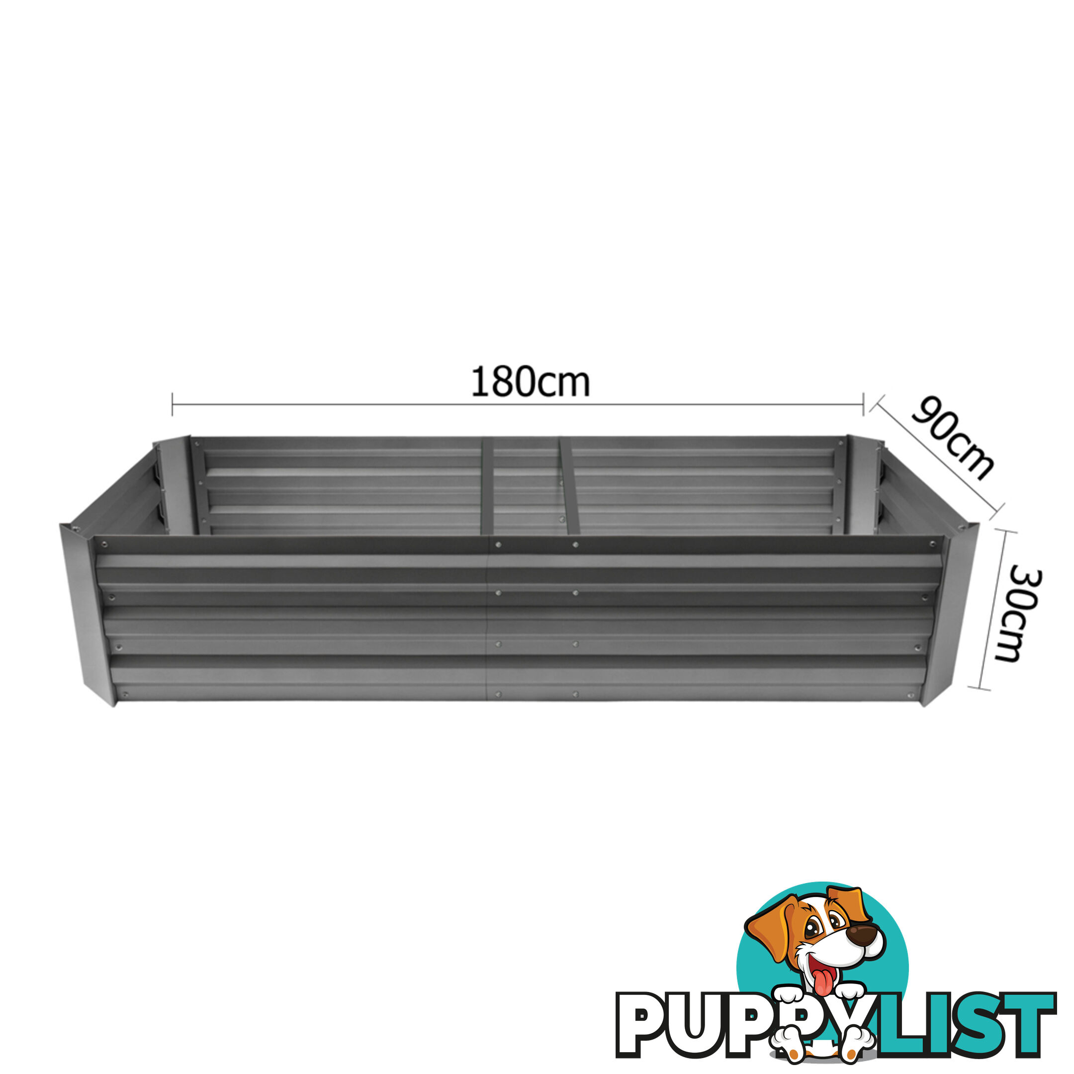 Galvanised Raised Garden Bed 180 x 90cm Aluminium Grey