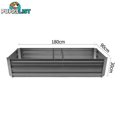 Galvanised Raised Garden Bed 180 x 90cm Aluminium Grey