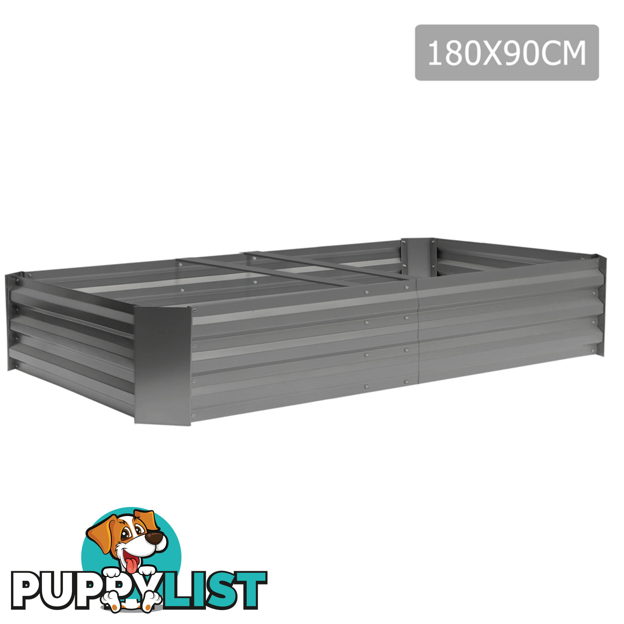 Galvanised Raised Garden Bed 180 x 90cm Aluminium Grey