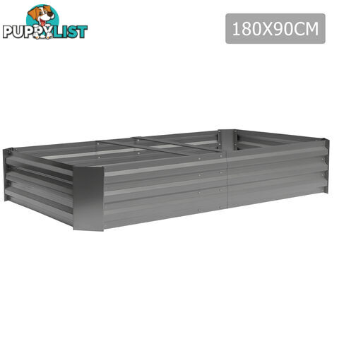 Galvanised Raised Garden Bed 180 x 90cm Aluminium Grey