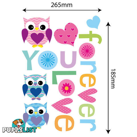 Medium Size Love Forever Owls Wall Sticker - Totally Movable