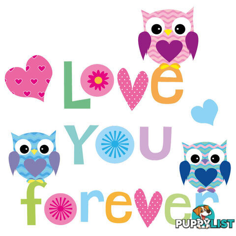 Medium Size Love Forever Owls Wall Sticker - Totally Movable