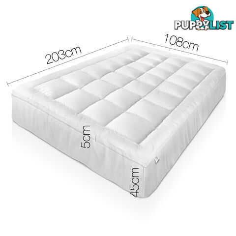 1000GSM Bamboo Fabric Pillowtop Mattress Topper Bed Cover 5cm King Single