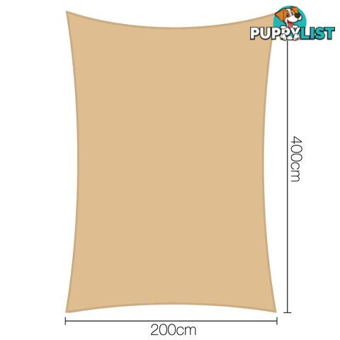 Heavy Duty Rectangle Shade Sail Cloth Sun Canopy Shadecloth 2 x 4m Sand 280g/m2