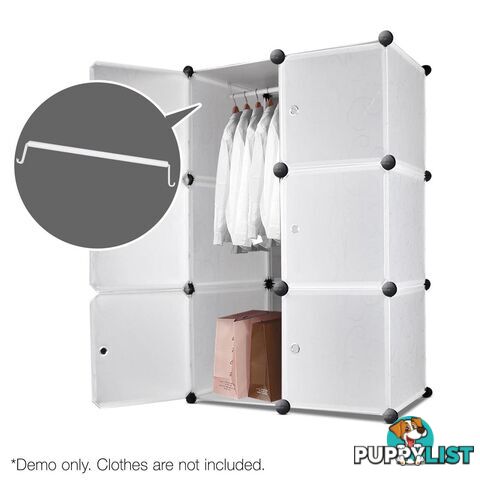 12 Cube Storage Cabinet with Hanging Bar - White