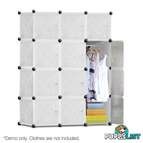 12 Cube Storage Cabinet with Hanging Bar - White