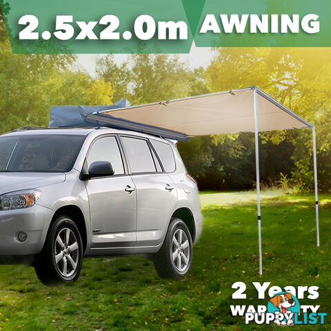 2.5M x 2M Car Awning Roof Top Tent Outdoor Camper Trailer Camping Pull Out 4WD